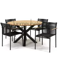 Tuinstoel Jakarta zwart met Spectral tafel rond 130 cm