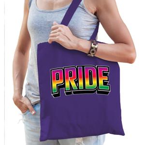 Bellatio Decorations Gay Pride tas voor dames - paars - katoen - 42 x 38 cm - regenboog - LHBTI   -