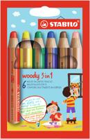 STABILO woody 3 in 1, multitalent kleurpotlood, etui met 6 kleuren