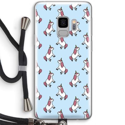 Eenhoorns overal: Samsung Galaxy S9 Transparant Hoesje met koord