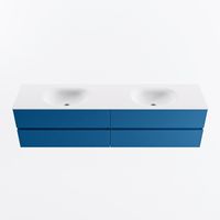 MONDIAZ VICA 190cm badmeubel onderkast Jeans 4 lades. Wastafel MOON dubbel 2 kraangaten, kleur Talc.