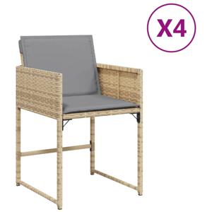 vidaXL Tuinstoelen 4 st met kussens poly rattan gemengd beige