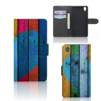 Sony Xperia Z1 Book Style Case Wood Heart - Cadeau voor je Vriend - thumbnail
