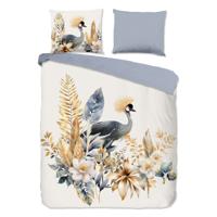 Dekbedovertrek Katoen - Lits-Jumeaux (240x220 cm) - / Creme Katoen - Dessin: Bloemen, Dieren - Good Morning - Dekbed-Discounter.nl