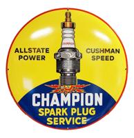 Champion Spark Plug Service Emaille Bord - Ø50cm Champion Spark Plug Service Emaille Bord - Ø50cm