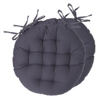 Atmosphera Stoelkussens rond - 2x - donkergrijs - katoen - 38 x 6.5 cm - wicker zitkussen