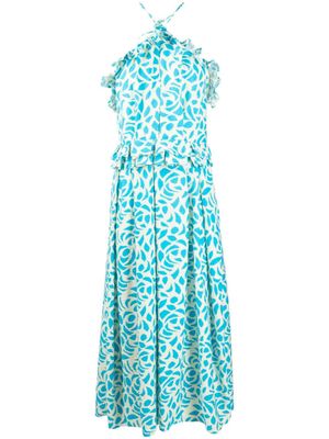 Bambah robe mi-longue en jacquard à dos nu - Blanc
