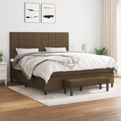 Boxspring met matras stof donkerbruin 160x200 cm