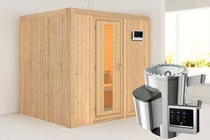 Karibu | Daria Sauna | Energiesparende Deur | Biokachel 3,6 kW Externe Bediening