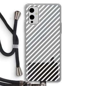 Strepen zwart-wit: OnePlus 9 Transparant Hoesje met koord