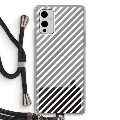 Strepen zwart-wit: OnePlus 9 Transparant Hoesje met koord