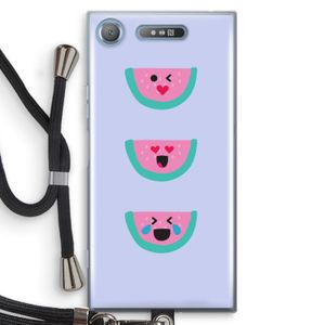 Smiley watermeloen: Sony Xperia XZ1 Transparant Hoesje met koord