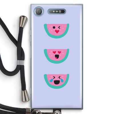 Smiley watermeloen: Sony Xperia XZ1 Transparant Hoesje met koord