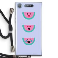 Smiley watermeloen: Sony Xperia XZ1 Transparant Hoesje met koord