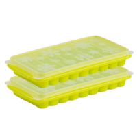 Plasticforte Tray met Flessenhals ijsblokjes/ijsklontjes - 2x stuks - staafjes - 10 vakjes - groen
