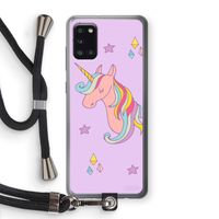 Roze eenhoorn: Samsung Galaxy A31 Transparant Hoesje met koord