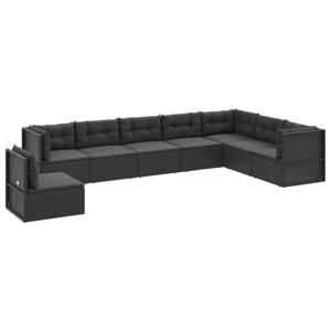 vidaXL 8-delige Loungeset met kussens poly rattan zwart