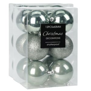 Kerstballen - 24x - kunststof - mint groen - 6 cm