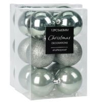 Kerstballen - 24x - kunststof - mint groen - 6 cm