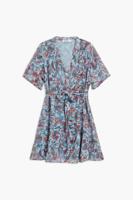 Midijurk met bloemmotieven - BLUE - L