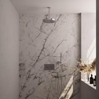 BRAUER Stripe Thermostatische Inbouw Regendouche - drukknoppen - SET 27 - 25cm douchekop - plafondarm - staaf handdouche - doucheslang - wandaansluitbocht - chroom 5-CE-417