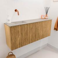 Toiletmeubel Mondiaz Joya Dlux | 100 cm | Meubelkleur Oak | Faye wastafel Opalo Wasbak Links | Zonder kraangat(en)