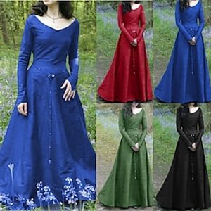 Retro vintage Middeleeuws Renaissance Jurken Tuniekjurk Dame Viking Ranger Elf Walhalla Dames Halloween Casual / Dagelijks LARP Ren Faire Kleding Lightinthebox