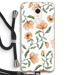 Peachy flowers: Xiaomi Redmi 5 Transparant Hoesje met koord