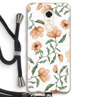 Peachy flowers: Xiaomi Redmi 5 Transparant Hoesje met koord