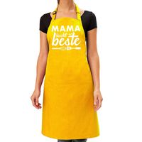 Mama kookt het beste keukenschort geel voor dames / Moederdag   - - thumbnail