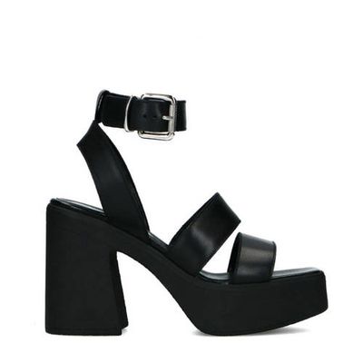 Sacha leren plateau sandalettes zwart