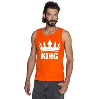 Koningsdag King mouwloos shirt oranje heren 2XL  - - thumbnail