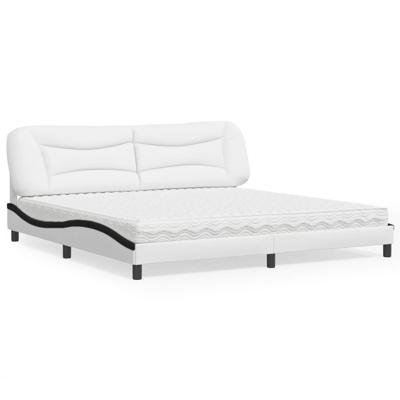Bed met matras kunstleer wit en zwart 200x200 cm
