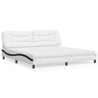 Bed met matras kunstleer wit en zwart 200x200 cm