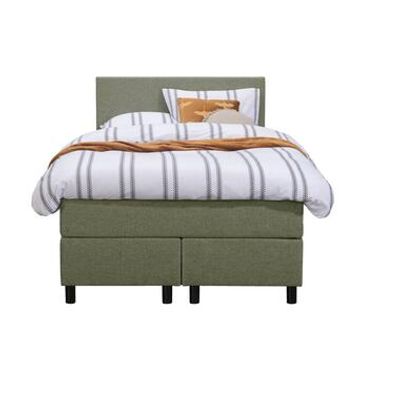 Boxspring Liv egaal - groen - 120x200 cm - ronde poot - Leen Bakker