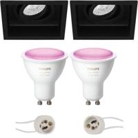 Philips Hue LED Spot Set GU10 - Mat Zwart - Kantelbaar - Bluetooth - 105mm
