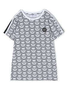 Philipp Plein Junior t-shirt à logo imprimé en all over - Blanc