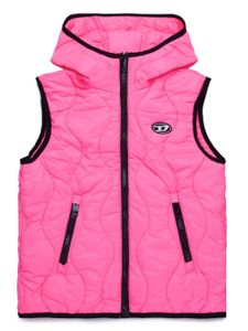 Diesel Kids gilet matelassé à logo brodé - Rose