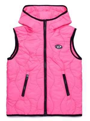 Diesel Kids gilet matelassé à logo brodé - Rose