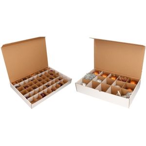 2x Kerstversiering opbergen dozen met deksel voor 10 en 6 cm Kerstballen   -