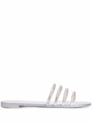 Giuseppe Zanotti claquettes Iride à ornements en cristal - Argent