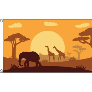 Safari dieren thema Afrika vlag - 90 x 150 cm - Jungle - Polyester