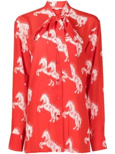 Stella McCartney blouse imprimée en soie à col lavallière - Rouge