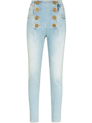 Balmain jean skinny à taille haute - Bleu