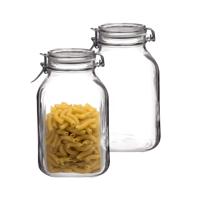 Bormioli Rocco Voorraadpot / weckpot - 2x - transparant - glas - 21 x 13 cm - 2 Liter