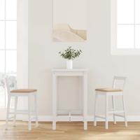 Barkrukken met kussens 2 stuks wit massief hout rubber