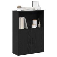 Boekenkast 60x24x85 cm bewerkt hout zwart eikenkleurig