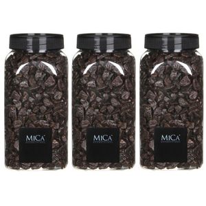 3x Decoratie/hobby steentjes donker bruin 650 ml
