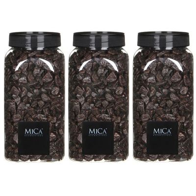3x Decoratie/hobby steentjes donker bruin 650 ml