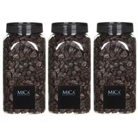 3x Decoratie/hobby steentjes donker bruin 650 ml